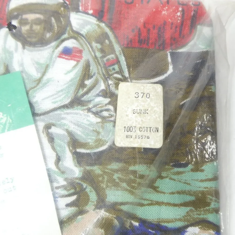 Space Race Moon Landing Sheets Spiegel Cotton Bunk & Sham Vintage NOS 1960s